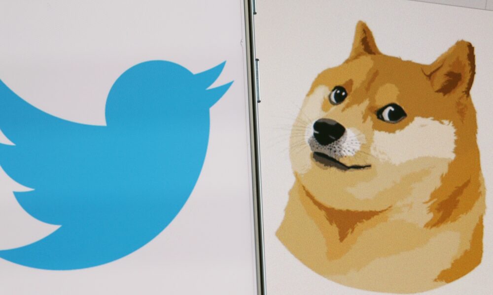 Twitter Logo And Doge Meme - Dogecoin Editorial Credit: Peace-Loving / Shutterstock.com