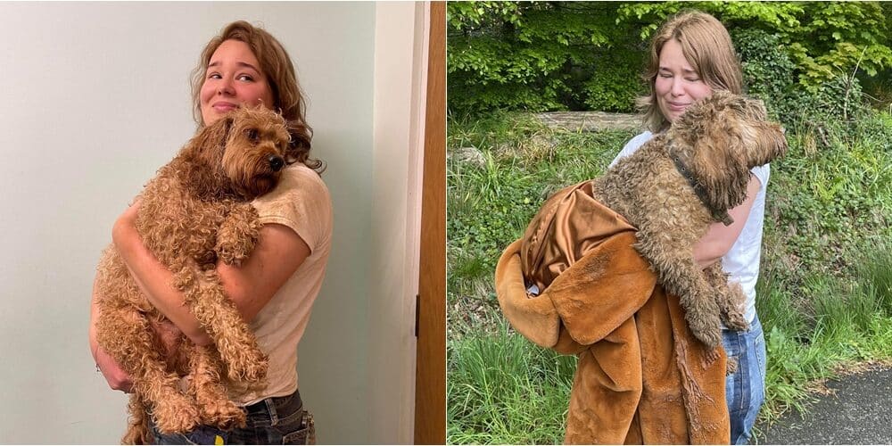 Dasha Samatoina With Her Dog Bear After Being Rescued From A Foxhole | Photos By Fubar News