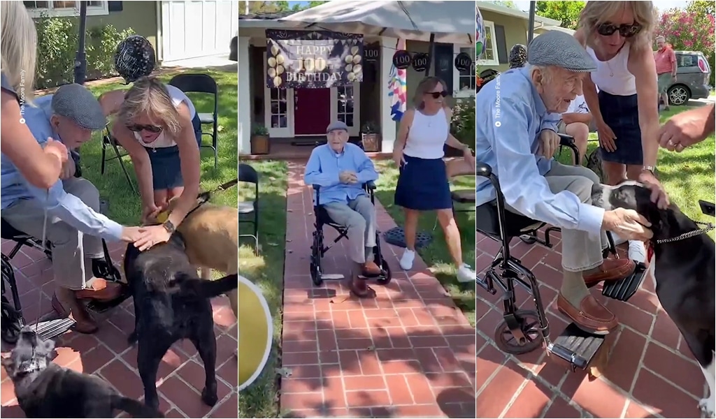 200 Dogs Help Celebrate A Man's 100th Birthday In California