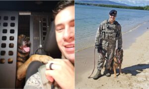 Mike Alcala and his retired military k9 John