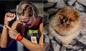 Dutch swimmer Sharon van Rouwendaal and her late dog Rio