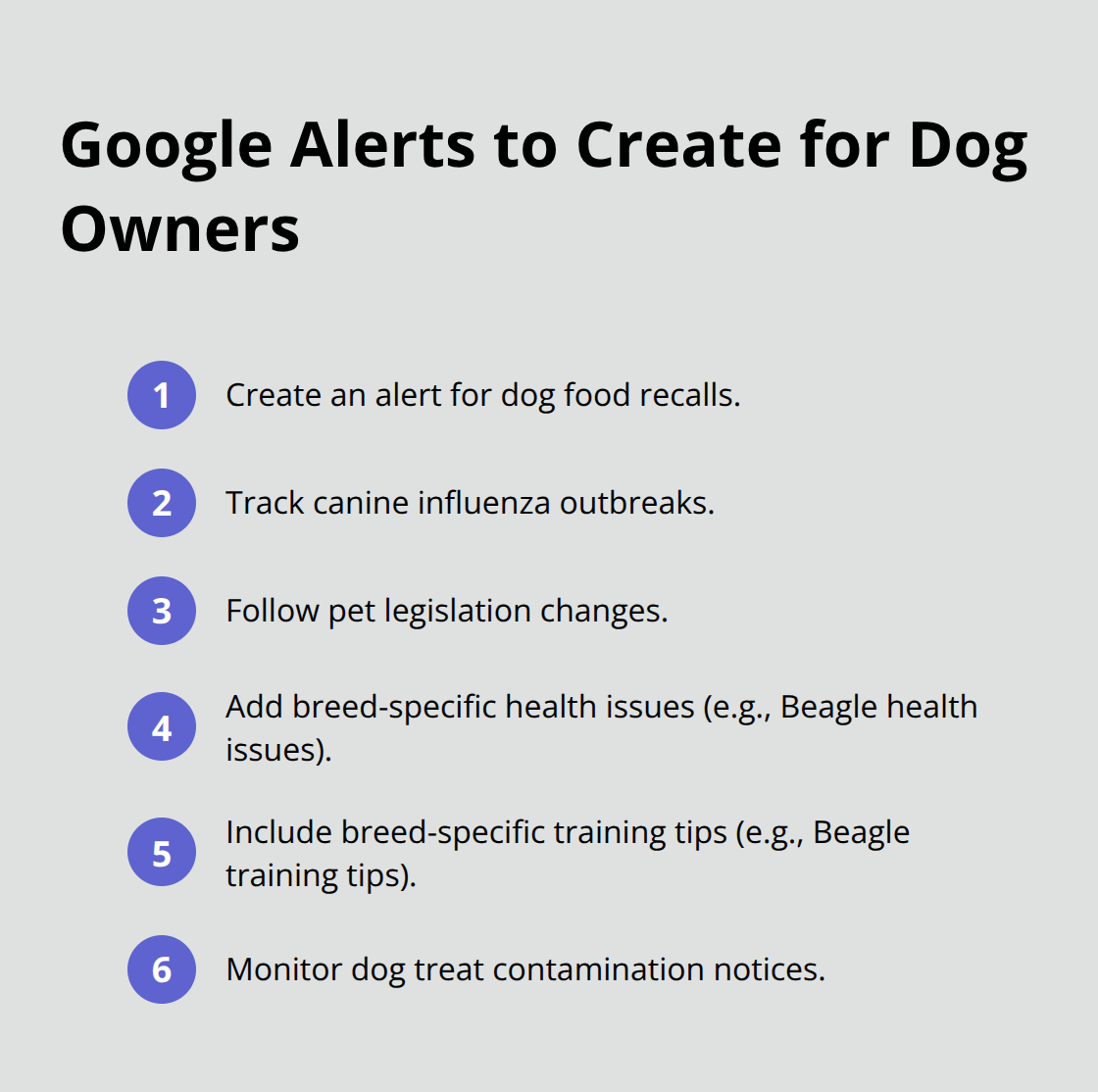 Compact list of practical Google Alert topics for dog owners in the U.S. - interesting dog articles